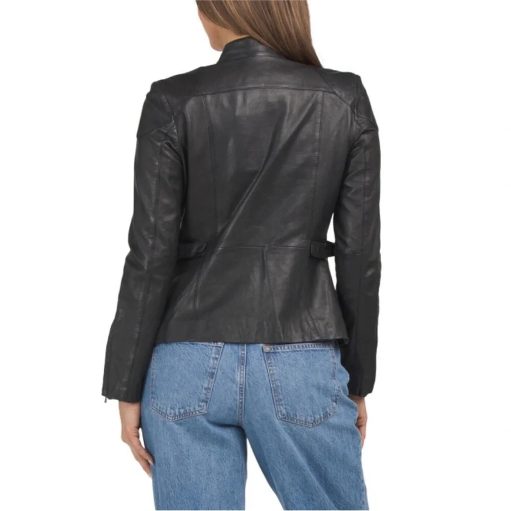 BOD & CHRISTENSEN Black Genuine Leather Olivia Motorcycle Jacket - Picture 2 of 7